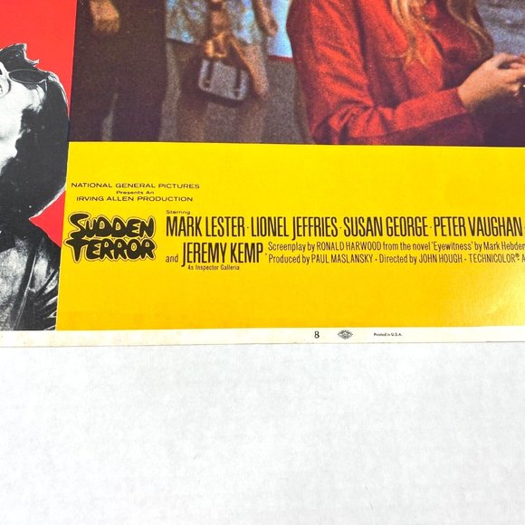 Sudden Terror‎ Eyewitness 1971 Lobby Card Movie Poster Mark Lester Thriller UK - Picture 5 of 7